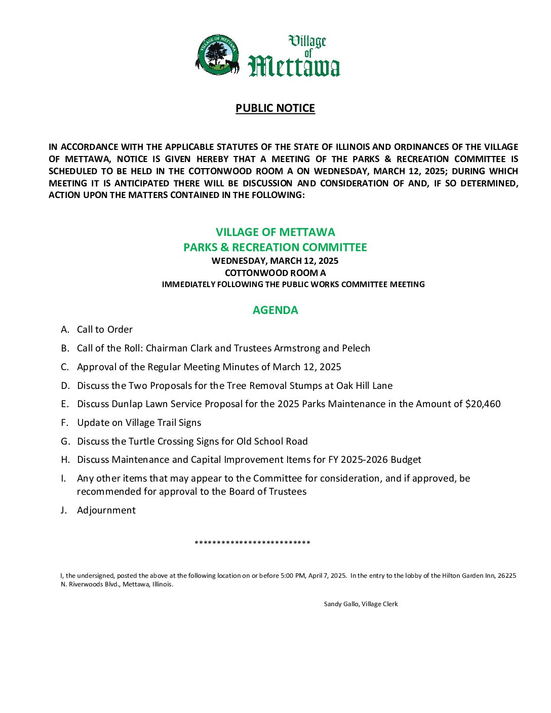 Read more about the article 2025-04-09 Parks & Recreation Committee Agenda