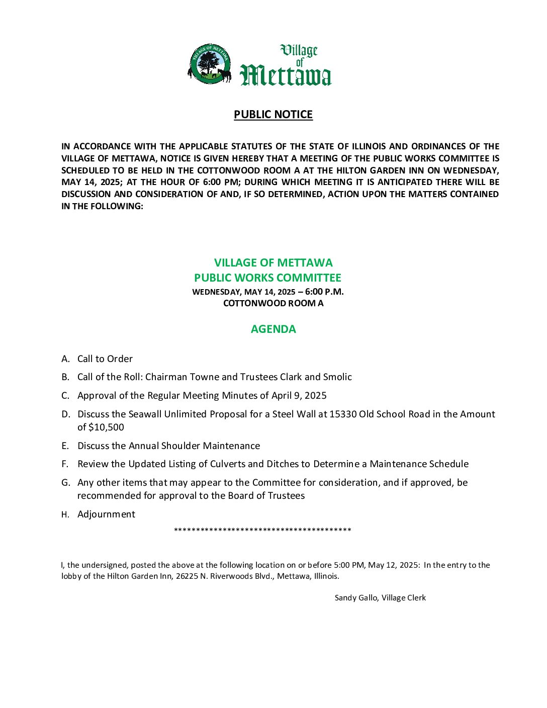 Read more about the article 2025-05-14 Public Works Committee Agenda