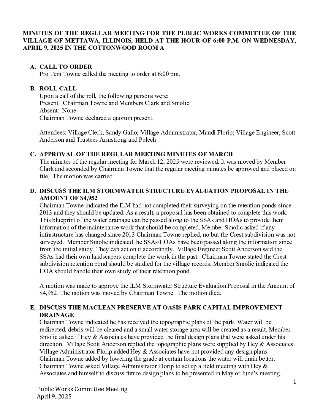 Read more about the article 2025-04-09 Public Works Committee Minutes