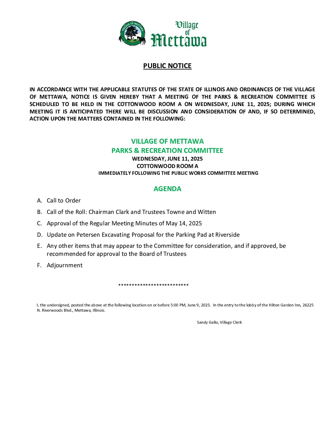 Read more about the article 2025-06-11 Parks & Recreation Committee Agenda