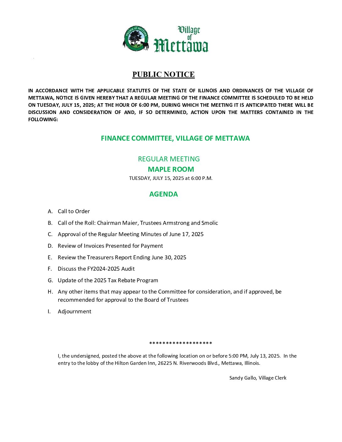 Read more about the article 2025-07-15 Finance Committee Agenda