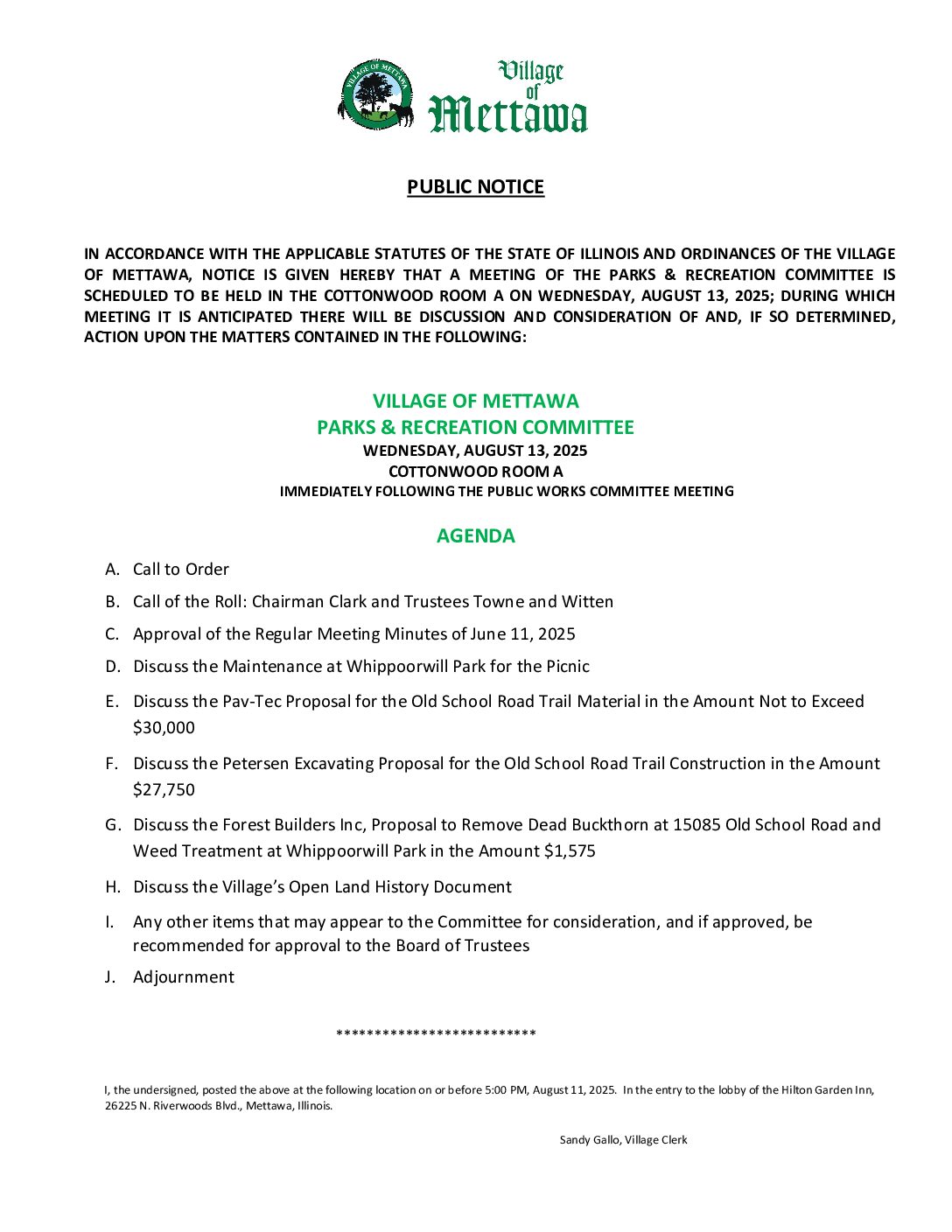 Read more about the article 2025-08-13 Parks & Recreation Committee Agenda