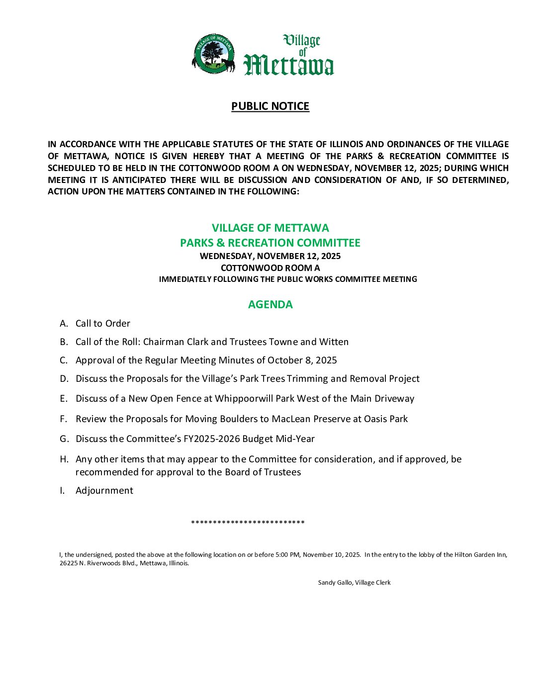 Read more about the article 2025-11-12 Parks & Recreation Committee Agenda