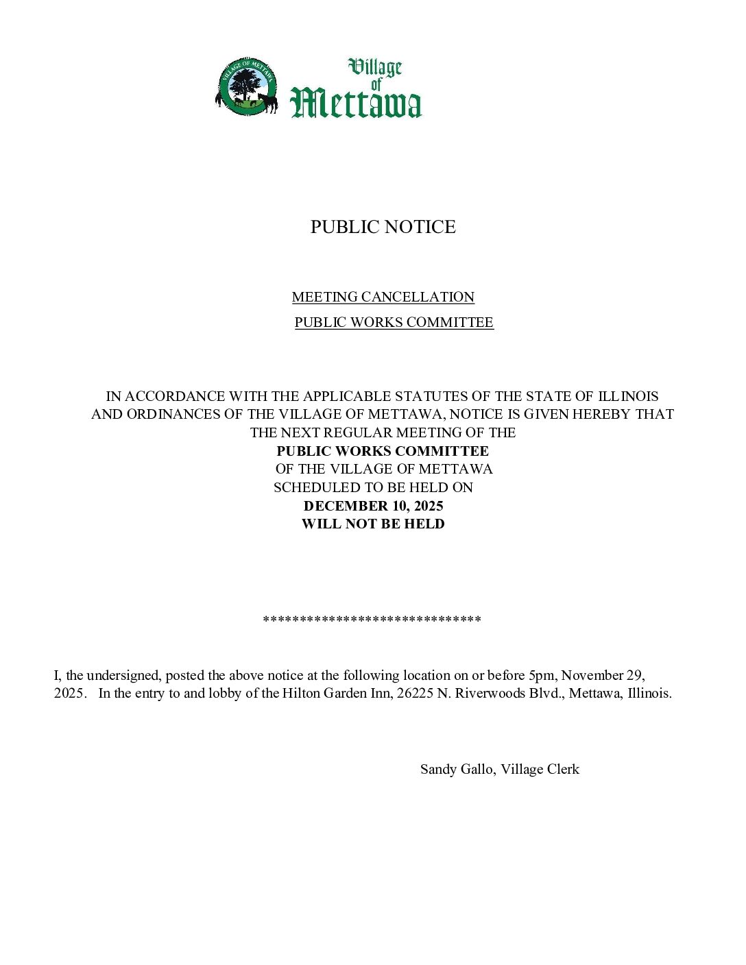 Read more about the article 2025-12-10 Public Works Committee Cancellation Notice
