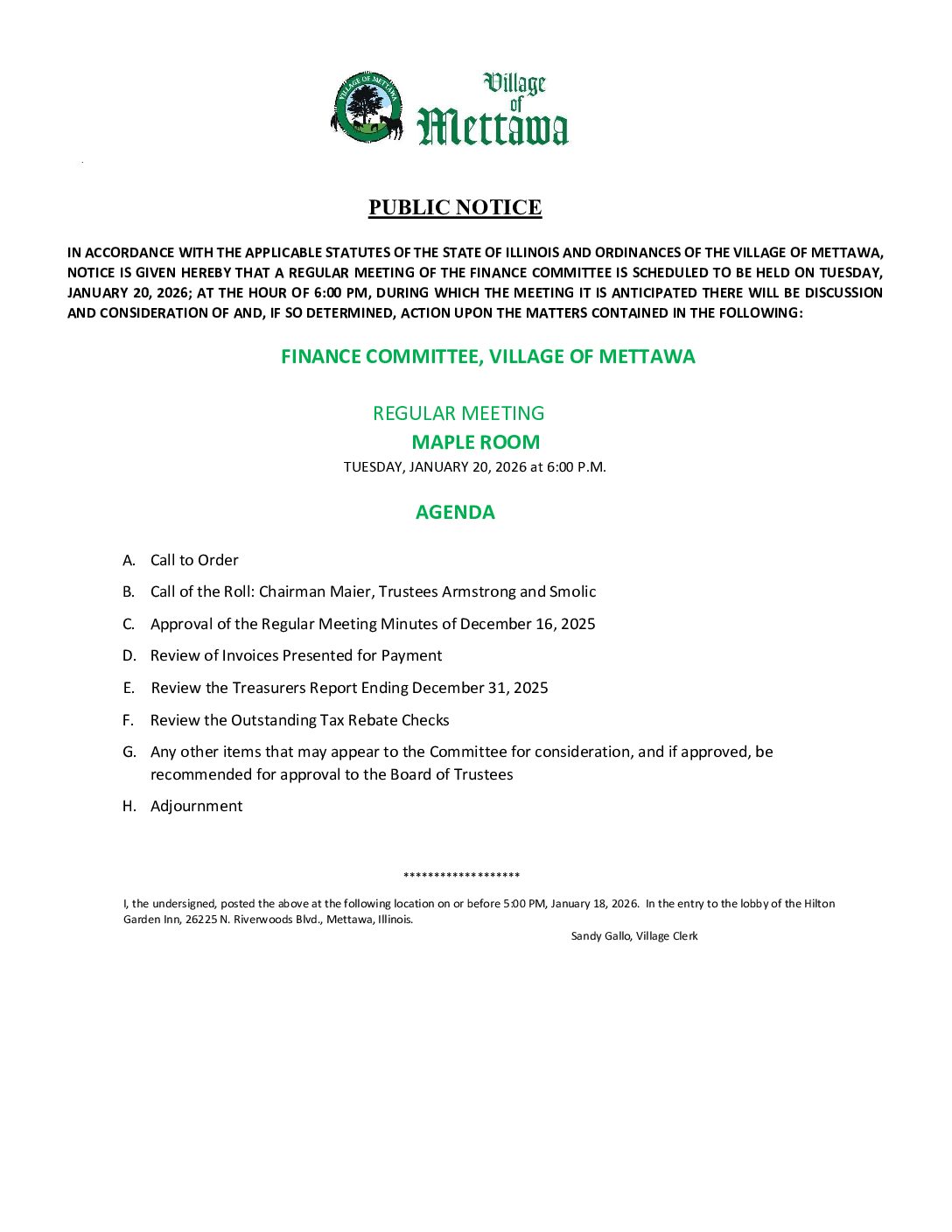 Read more about the article 2026-01-20 Finance Committee Agenda