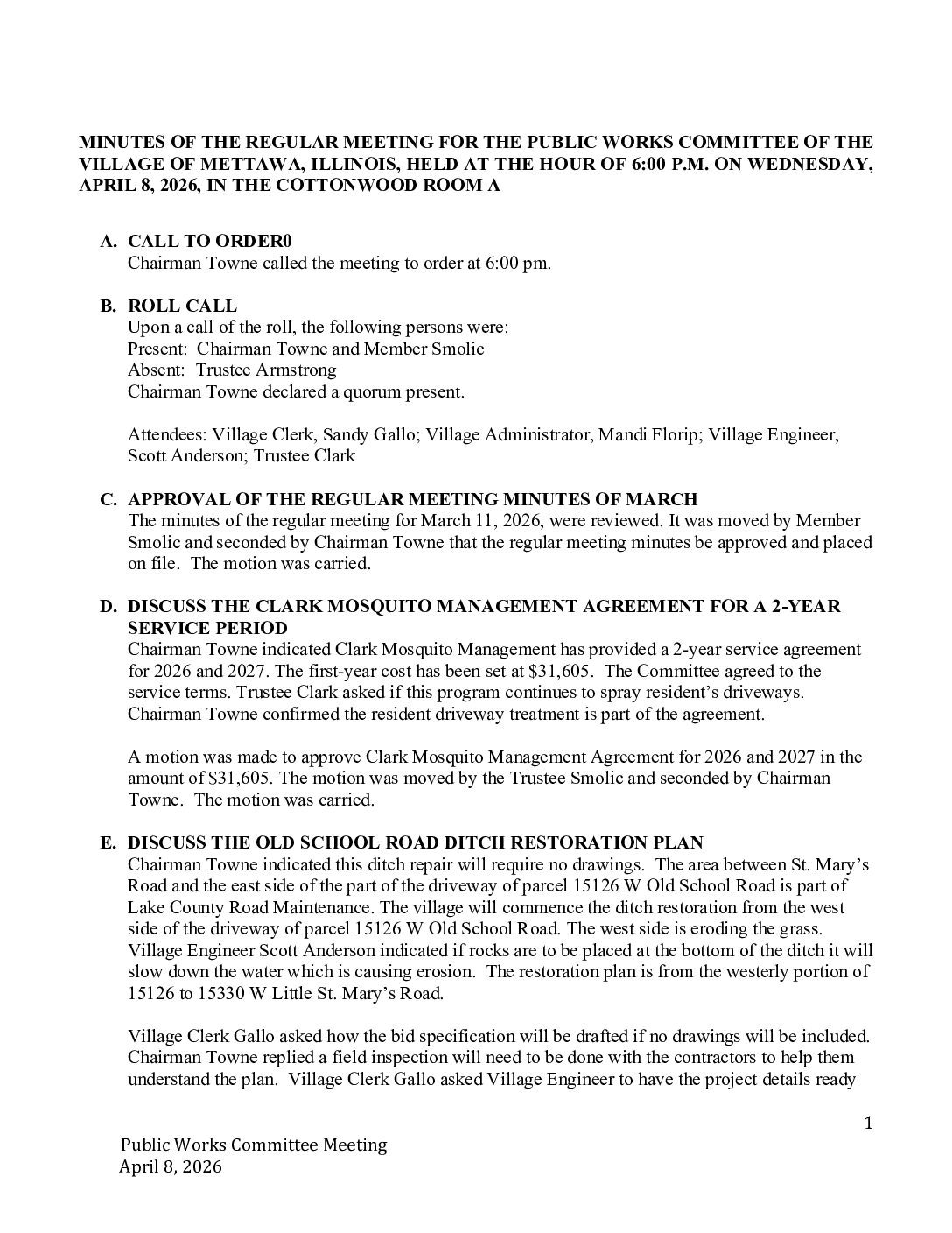 Read more about the article 2026-04-08 Public Works Committee Minutes